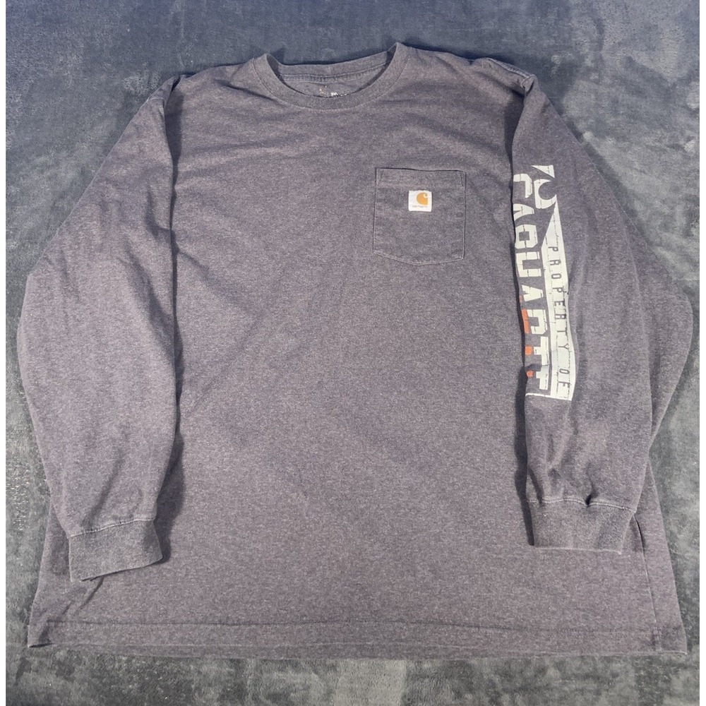 Carhartt Long Sleeve Pocket T Shirt Men's 3XL Gray Logo Sleeve Workwear